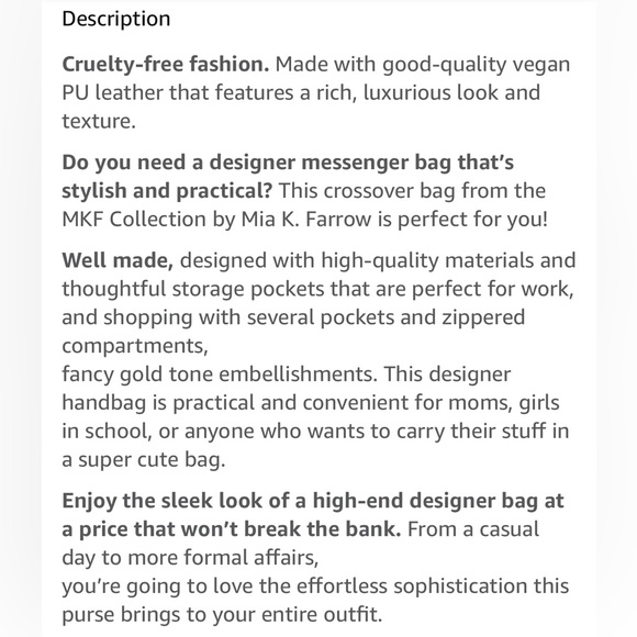 NWT - MKF - Mia K. Collection, Crossbody Purse - Picture 10 of 11